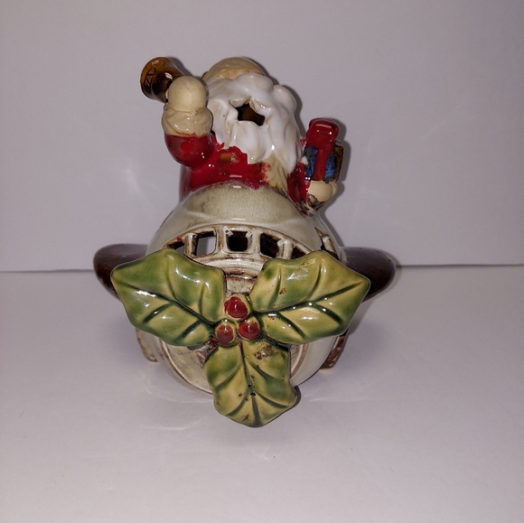 Whimsical Santa and Snowman in Plane Votive Tea Light Candle Holder - Picture 5 of 12